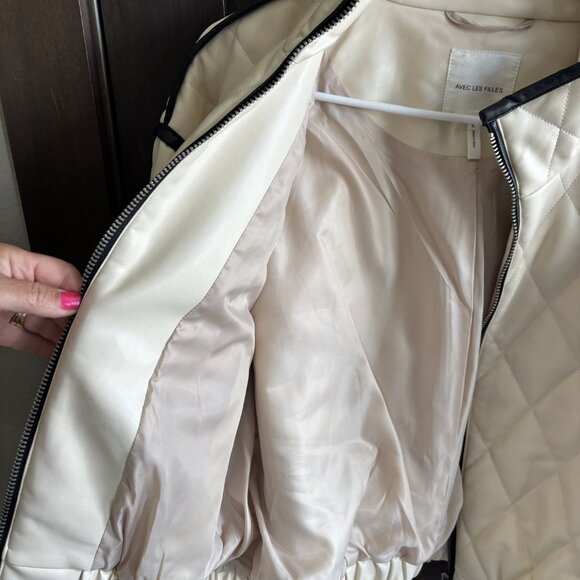 Avec Les Filles Diamond Quilted Bomber Jacket-  size large - Picture 4 of 5